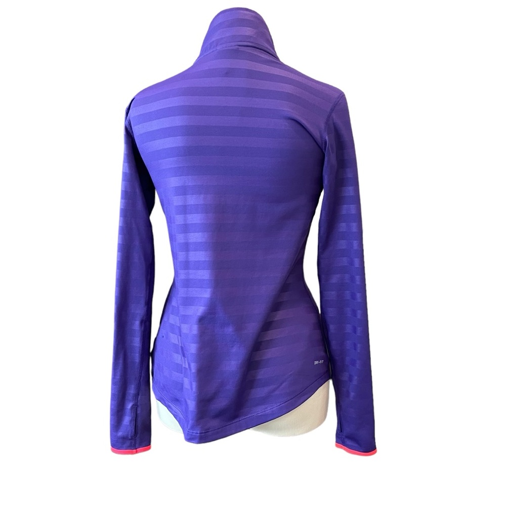 NIKE PRO DRI-FIT PURPLE STRIPE QUARTER ZIP TOP LONG SLEEVE ACTIVE WEAR RUNNING - Picture 2 of 9